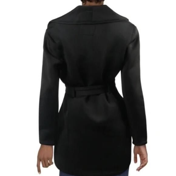 NEW Steve Madden Black Belted Midi Coat - Medium - Picture 6 of 11